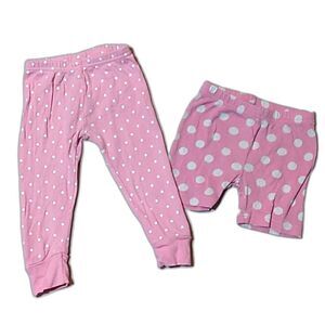 Carters Girls 12 months Pink White Polka Dot Pants Shorts Bundle